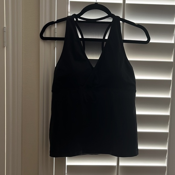 Lululemon Tank Top Black Wrap V Neck Mesh Back Racerback - Picture 3 of 12